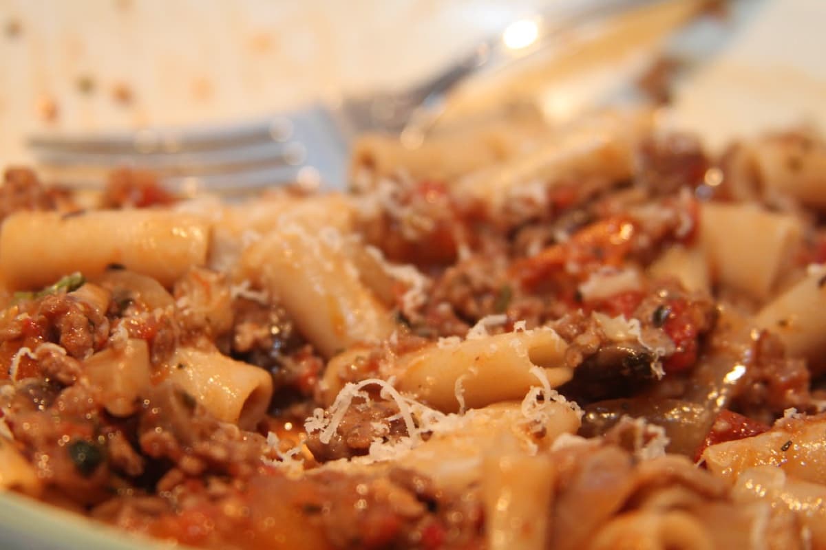 Budget Beef & Lentil Bolognese, plated