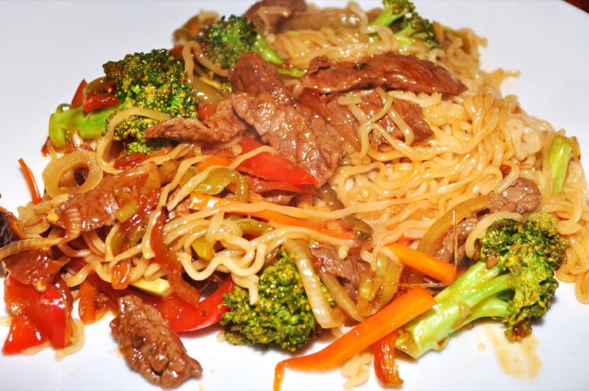 Five-Spice Beef & Broccoli Stir-Fry, plated