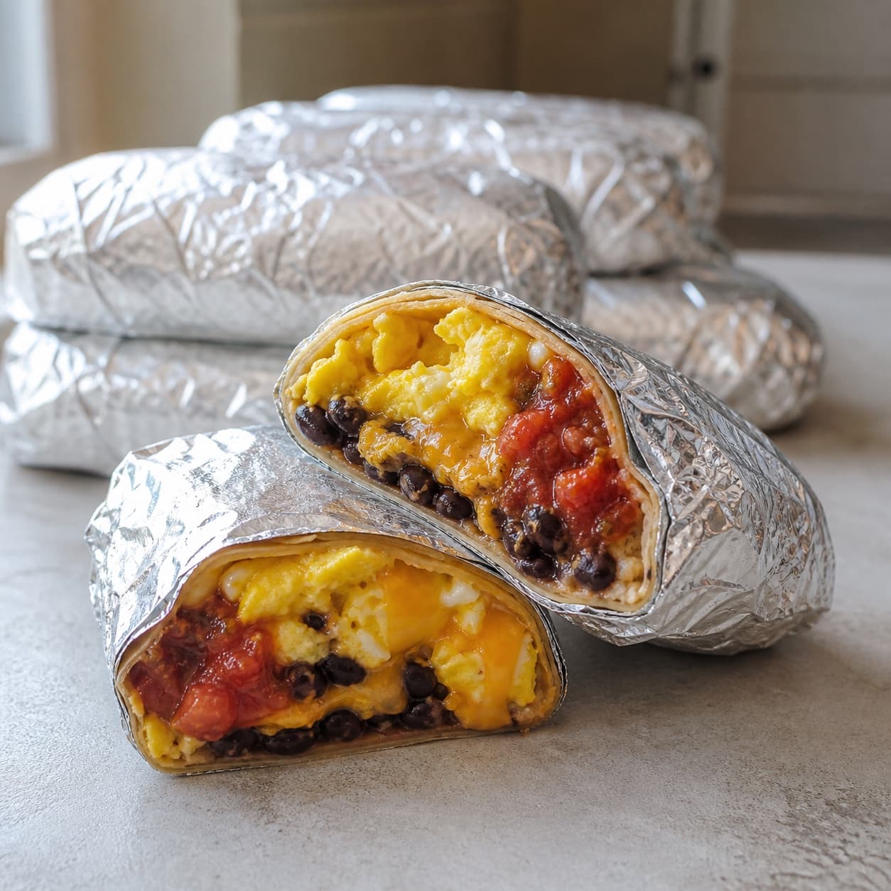 Freezer Breakfast Burritos, plated